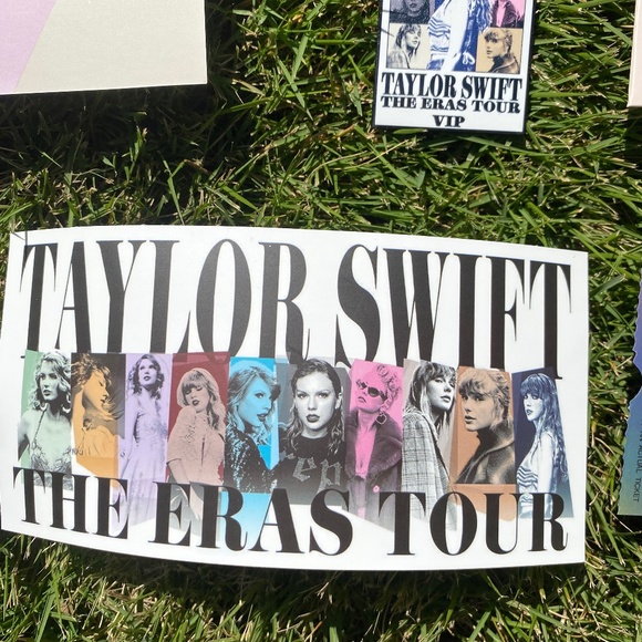 NWT VIP Collectible Eras Tour Pin, Sticker, (10) postcards, & souvenir ticket - Picture 2 of 4
